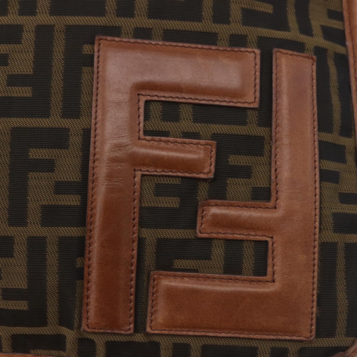 FENDI Zucca Canvas Shoulder Bag Black Brown Auth 197722A