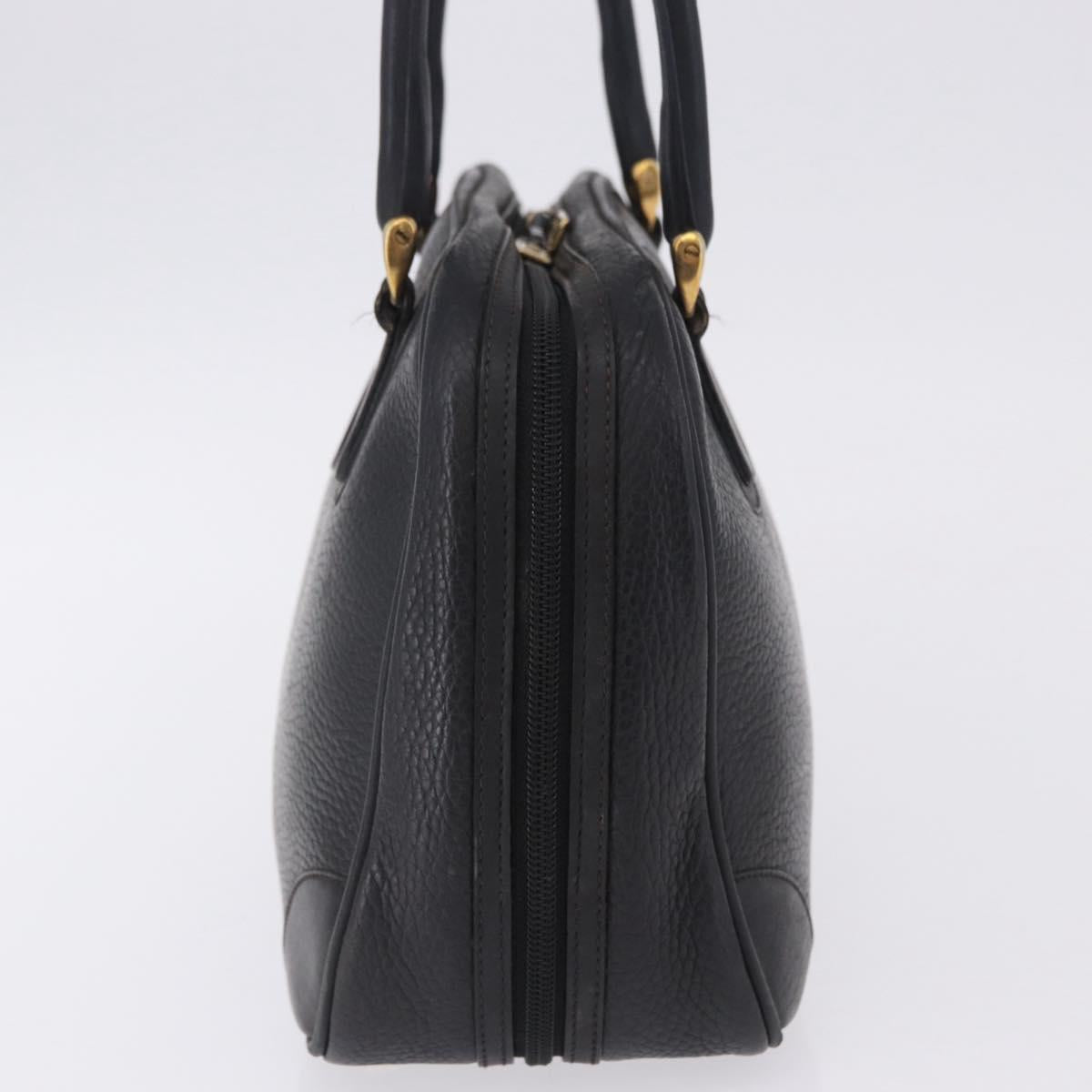 GUCCI Hand Bag Leather Black Gold 000 104 0030 Auth 197725