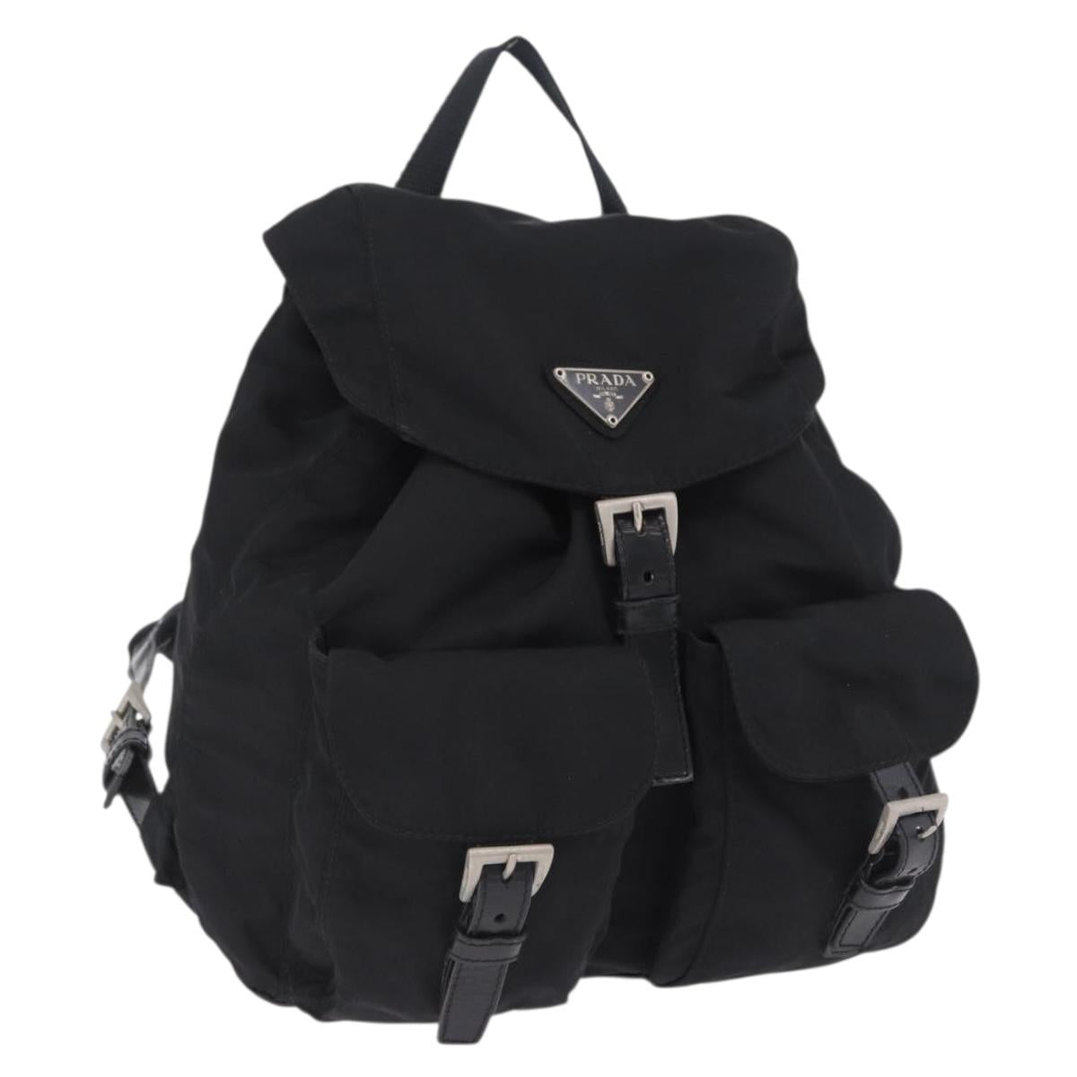 PRADA Backpack Nylon Black Silver Auth 197726A