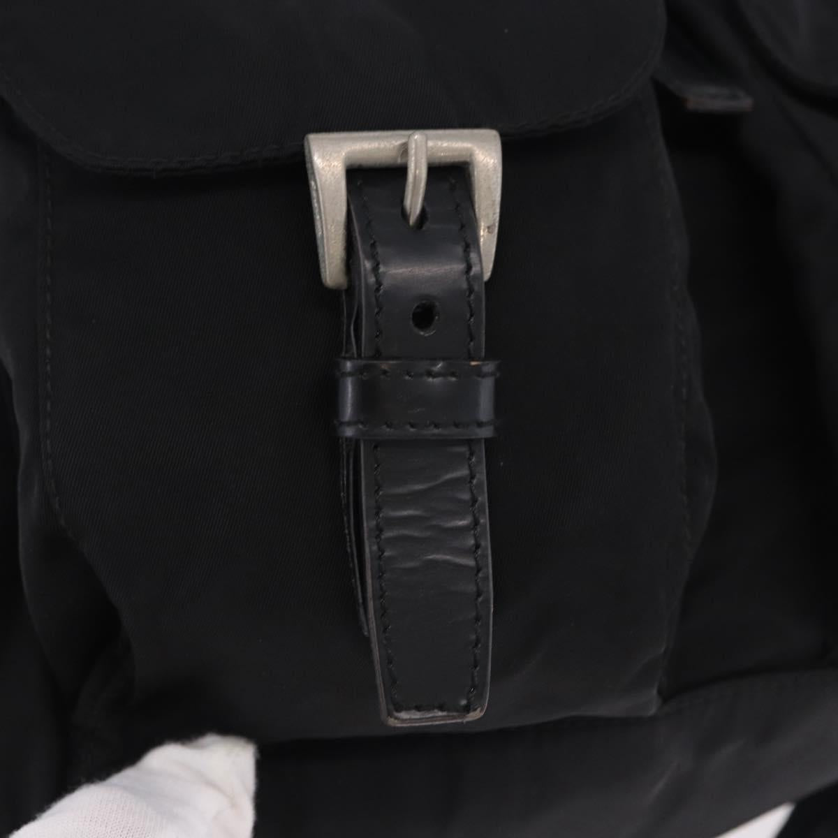 PRADA Backpack Nylon Black Silver Auth 197726A