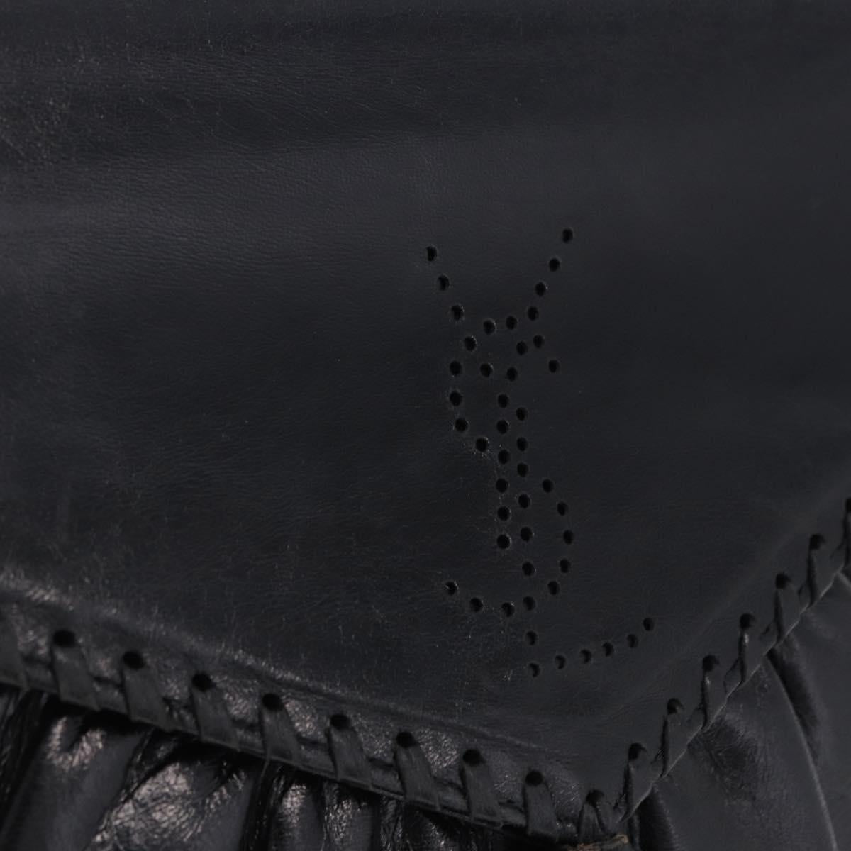 SAINT LAURENT Shoulder Bag Leather Black Auth 197730