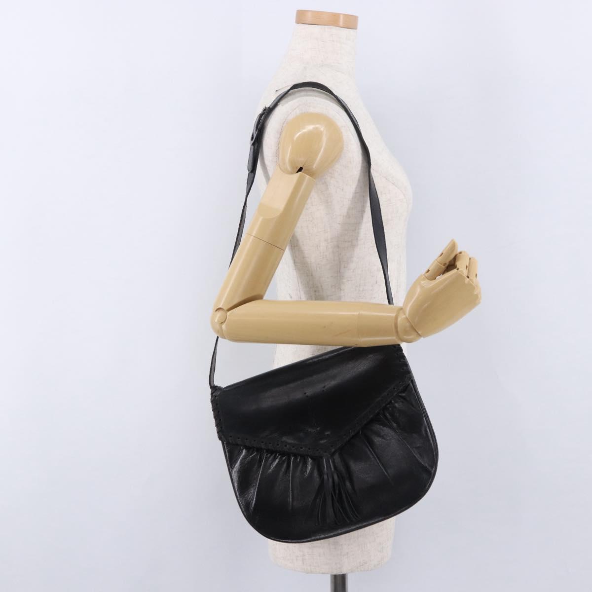 SAINT LAURENT Shoulder Bag Leather Black Auth 197730