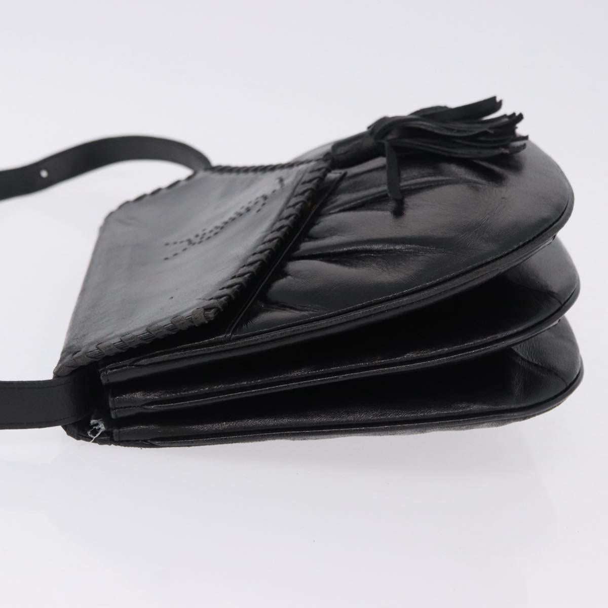 SAINT LAURENT Shoulder Bag Leather Black Auth 197730