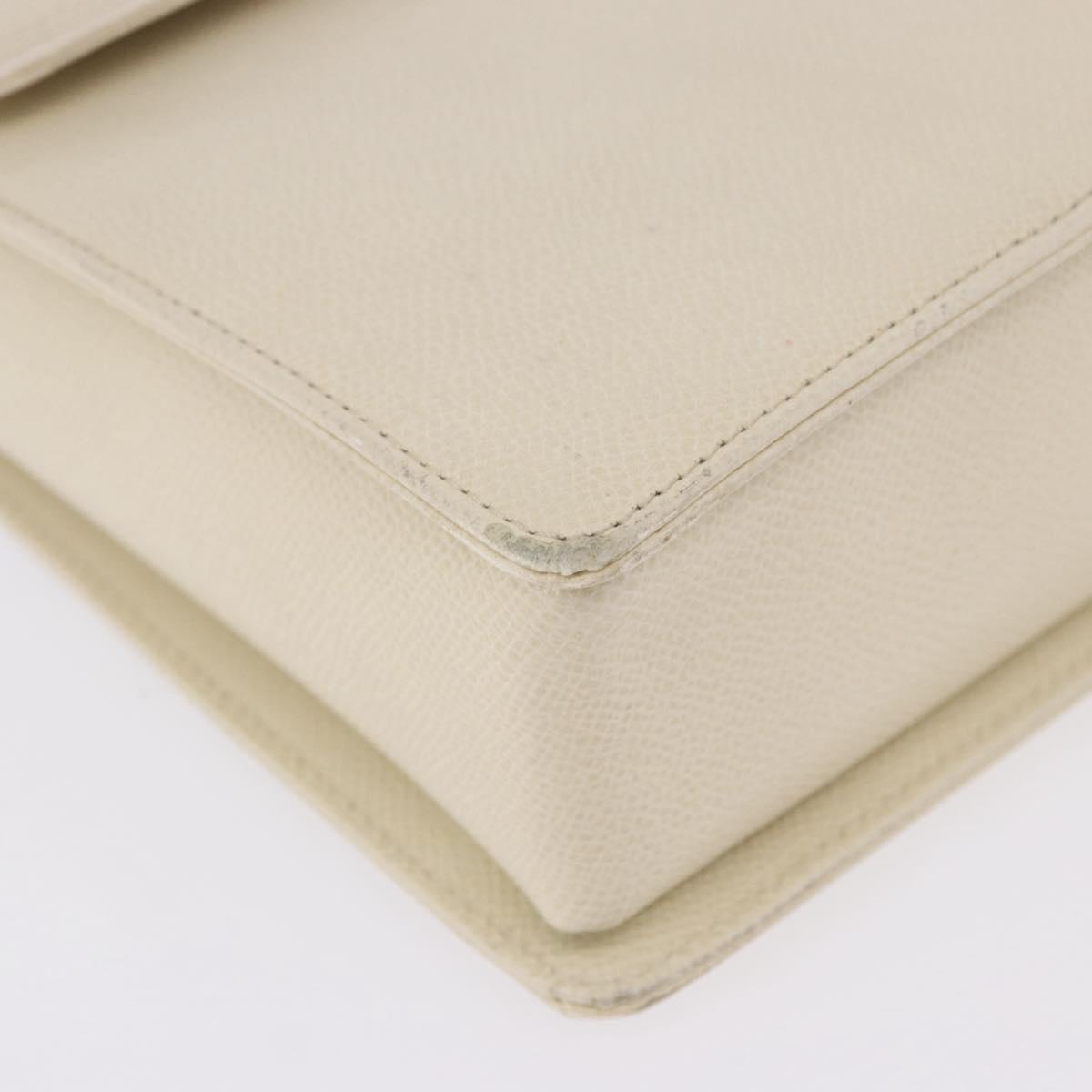 VALENTINO Hand Bag Leather Ivory Gold Auth 197735
