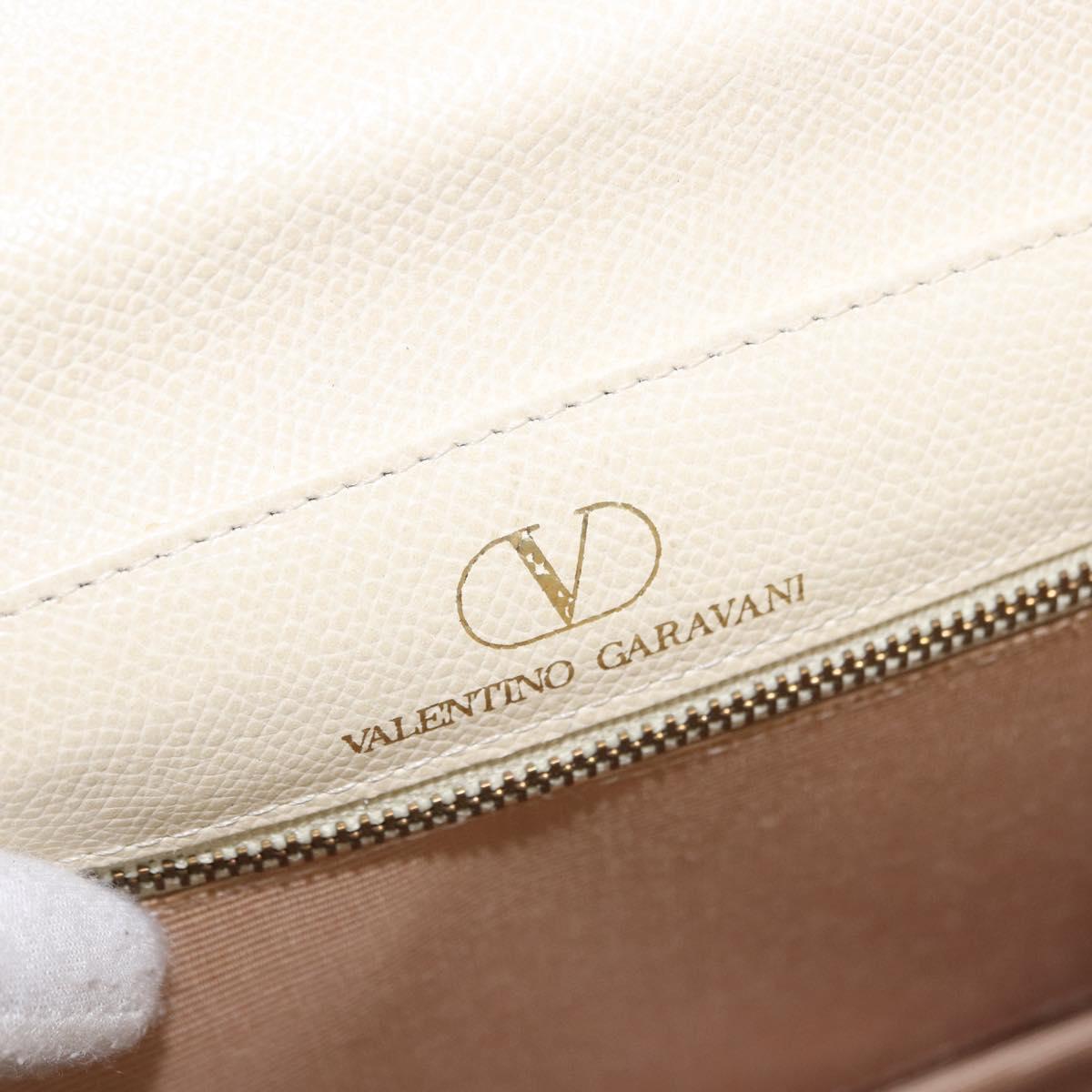 VALENTINO Hand Bag Leather Ivory Gold Auth 197735