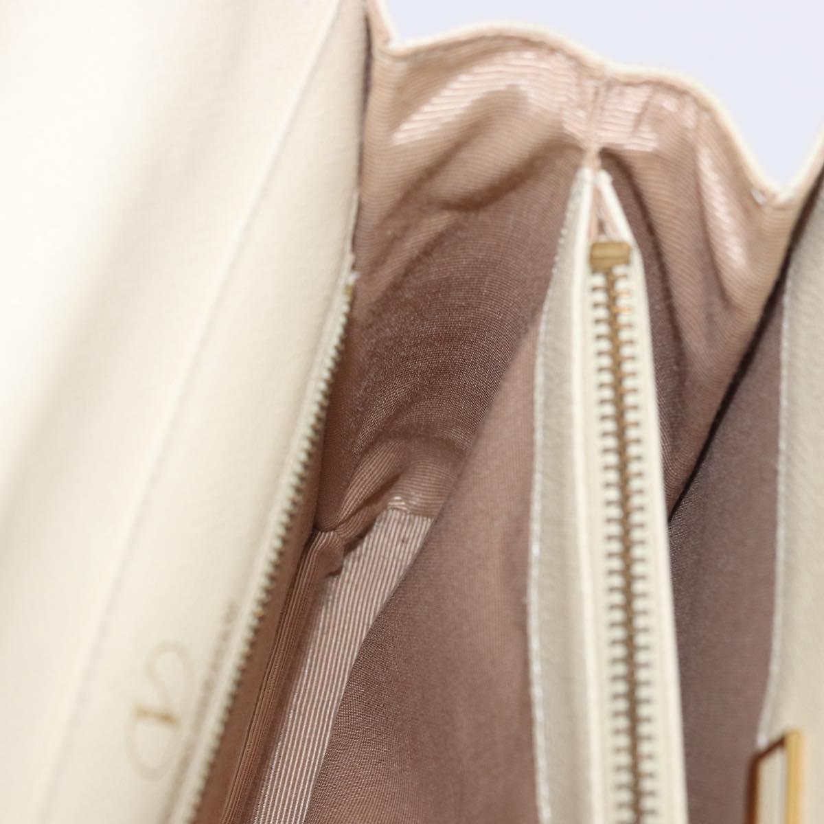 VALENTINO Hand Bag Leather Ivory Gold Auth 197735
