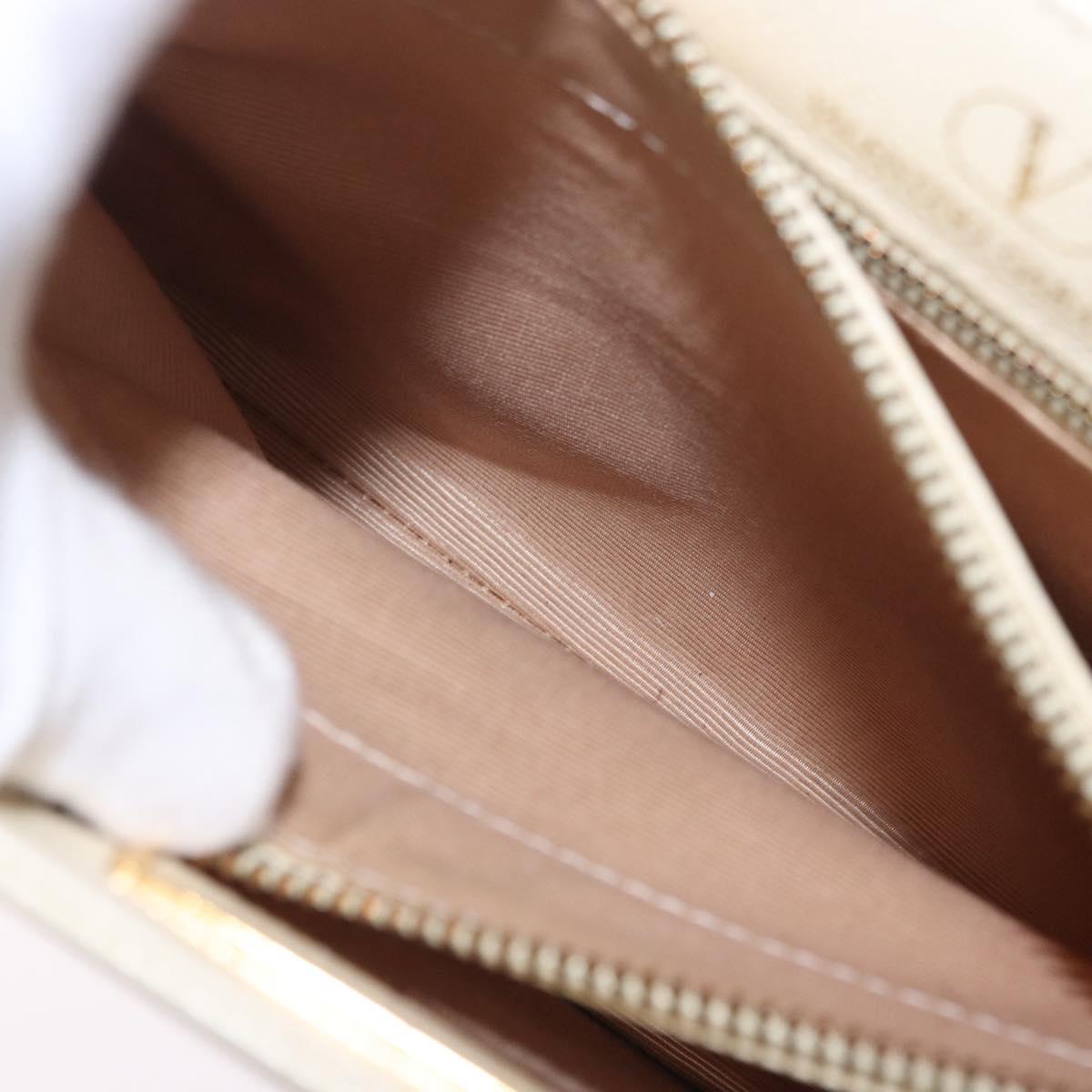 VALENTINO Hand Bag Leather Ivory Gold Auth 197735