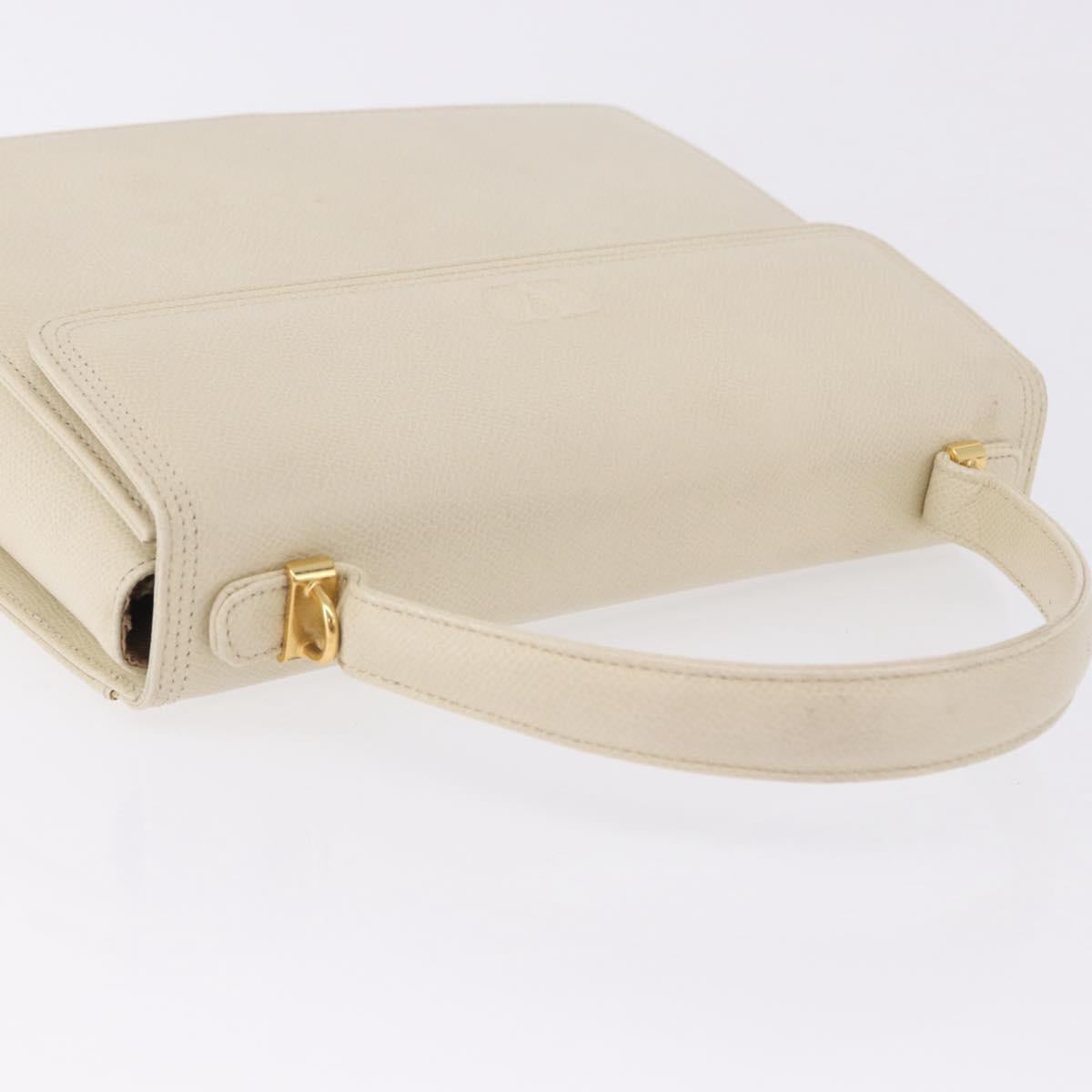 VALENTINO Hand Bag Leather Ivory Gold Auth 197735