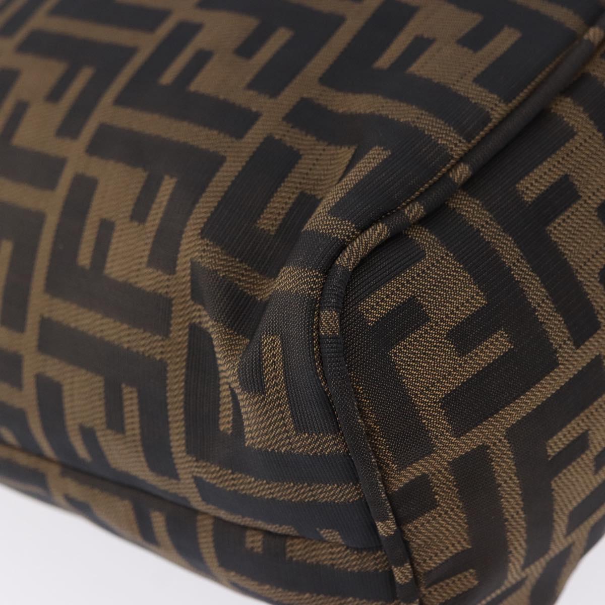 FENDI Zucca Canvas Tote Bag Brown Black Auth 197739A