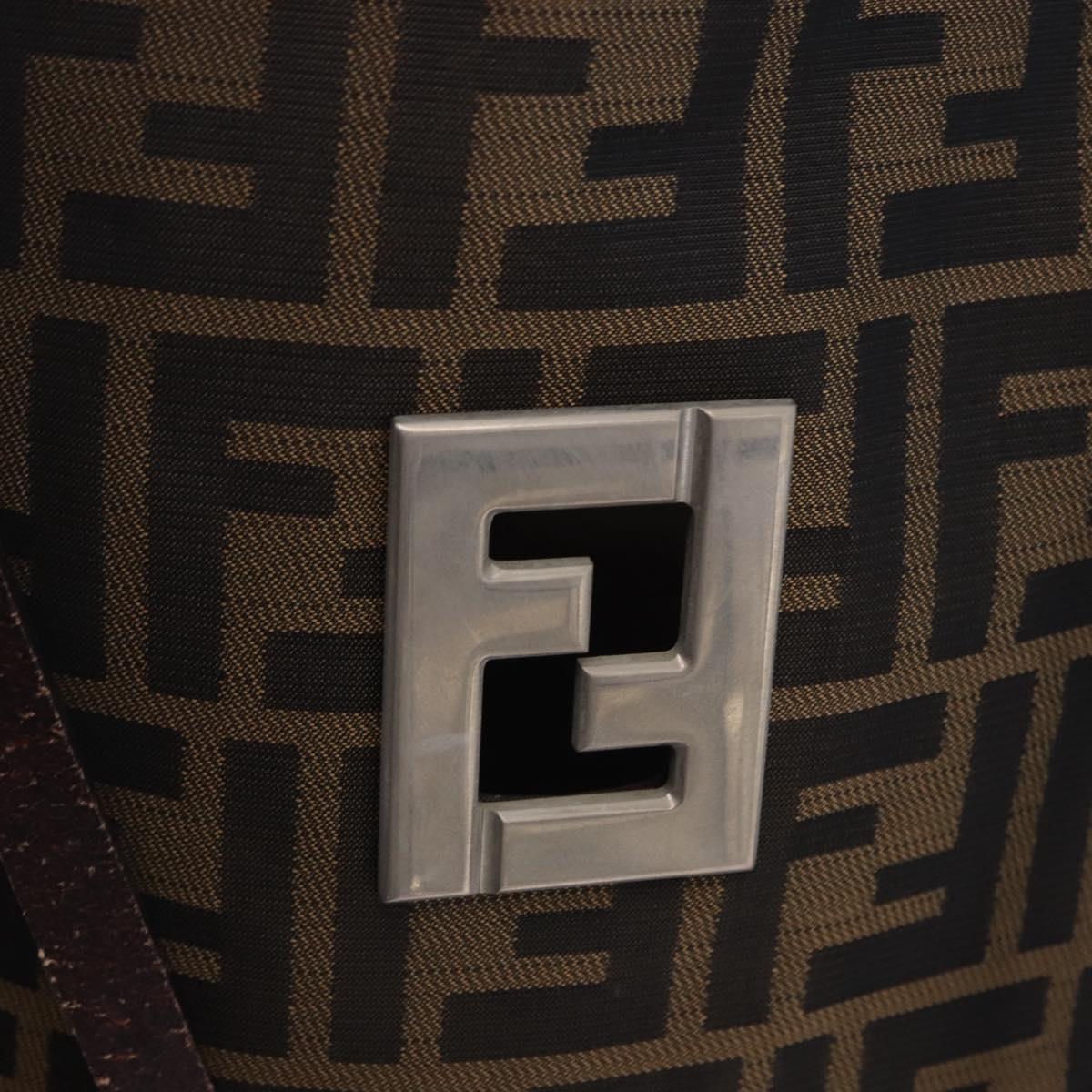 FENDI Zucca Canvas Tote Bag Brown Black Auth 197739A