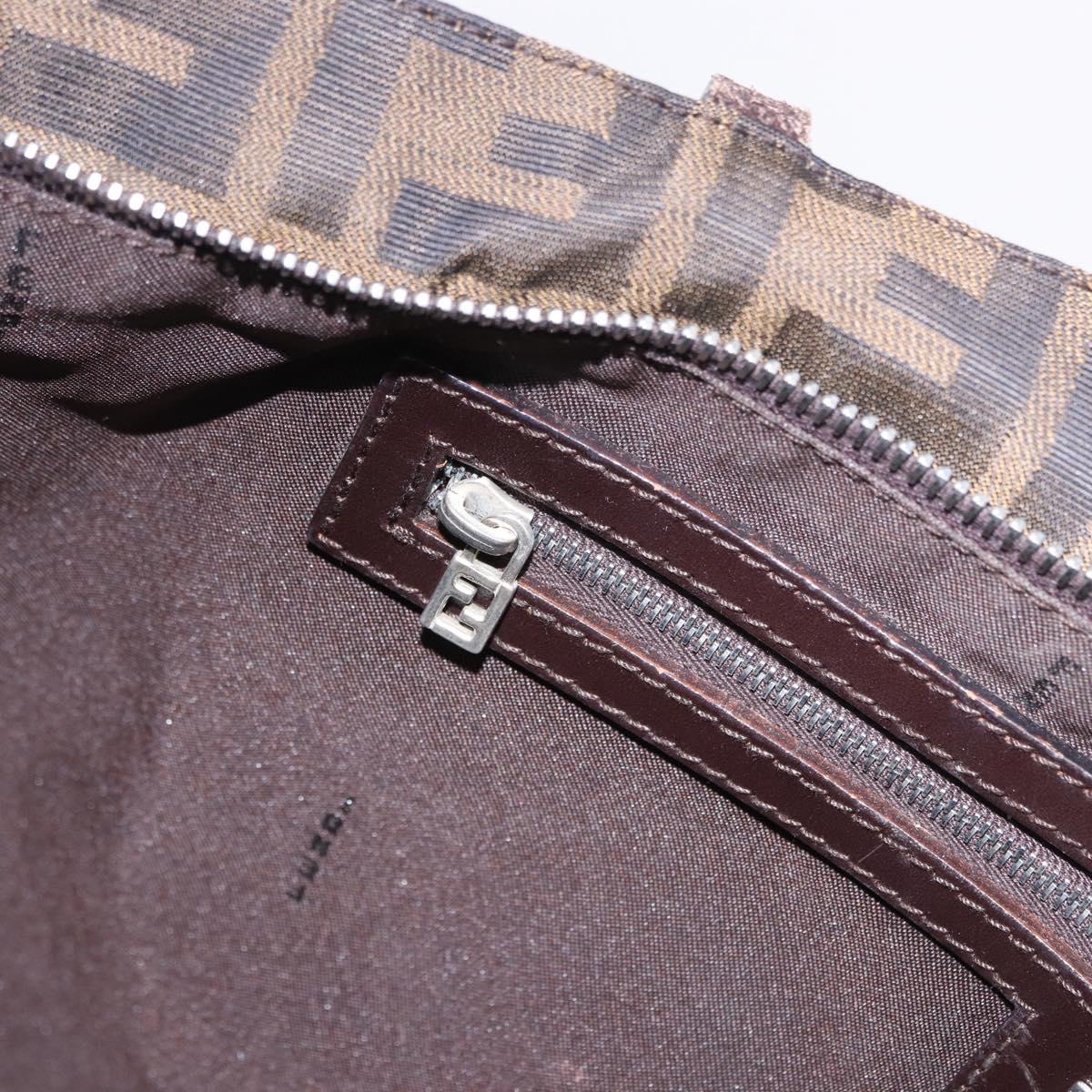 FENDI Zucca Canvas Tote Bag Brown Black Auth 197739A