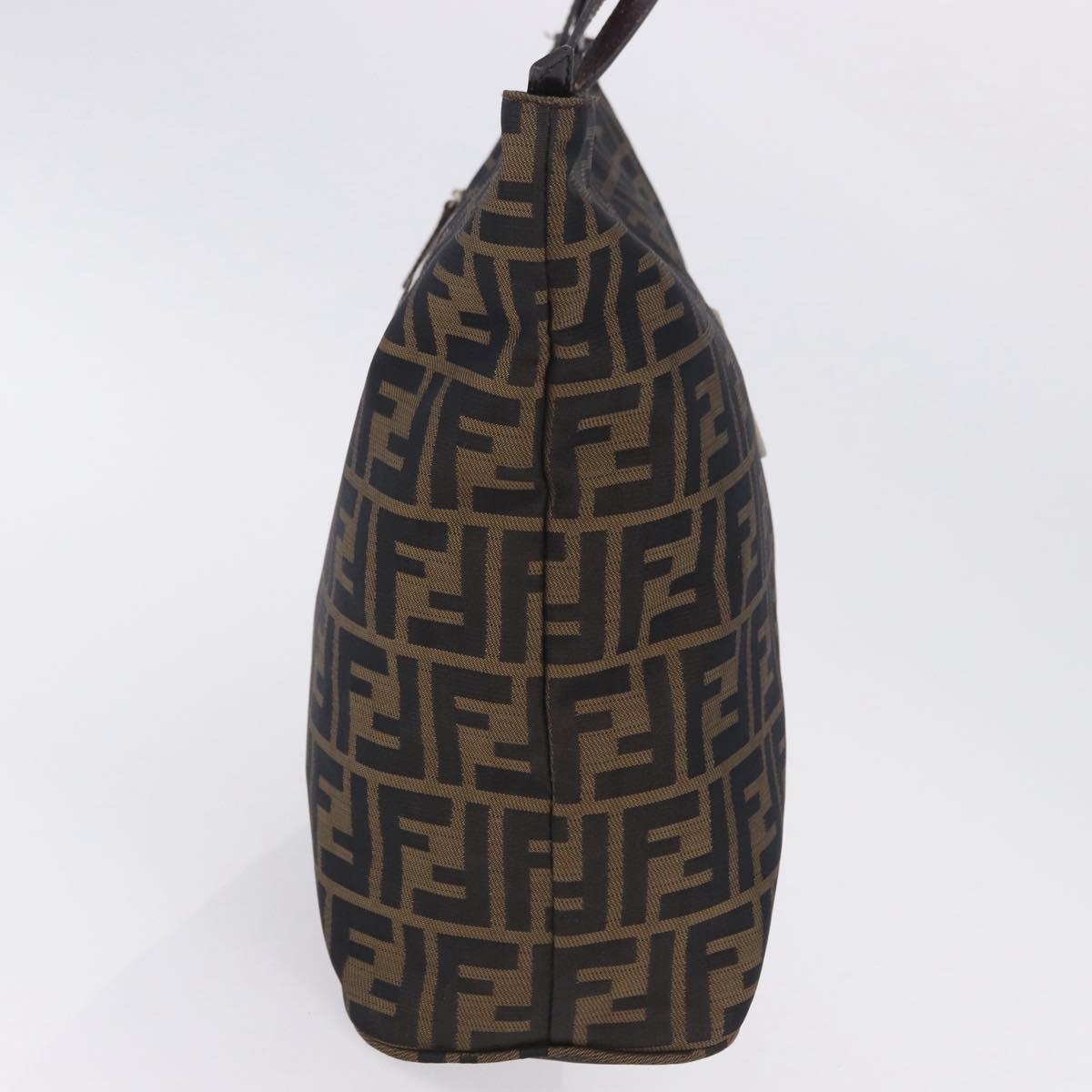 FENDI Zucca Canvas Tote Bag Brown Black Auth 197739A