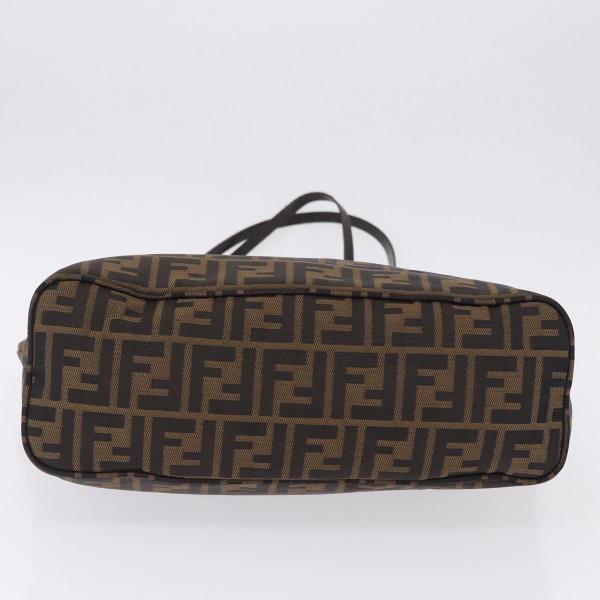 FENDI Zucca Canvas Tote Bag Brown Black Auth 197739A