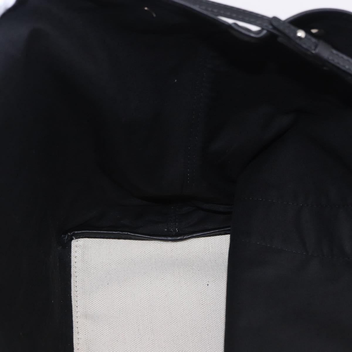 BALENCIAGA Navy Cabas M Hand Bag Canvas White Black 339936 Auth 197751V