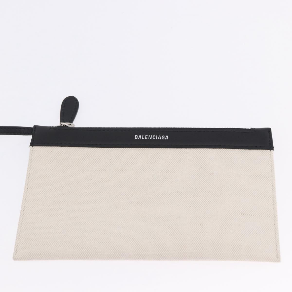 BALENCIAGA Navy Cabas M Hand Bag Canvas White Black 339936 Auth 197751V