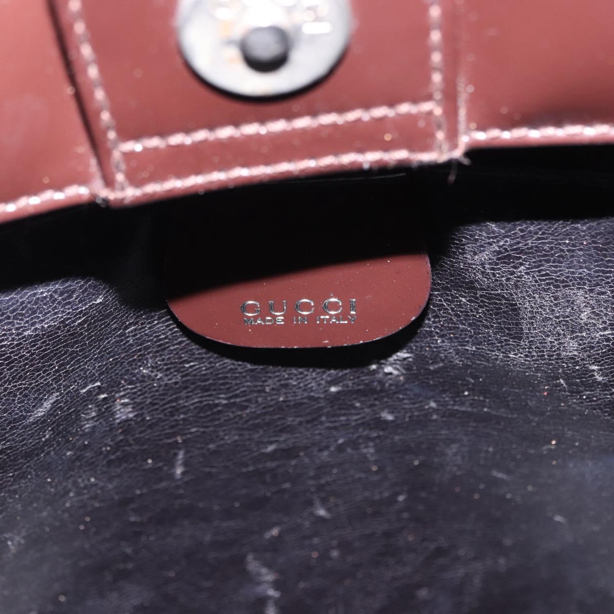 GUCCI Interlocking Bag Patent Leather Bordeaux Silver 000 1013 0504 Auth 197752