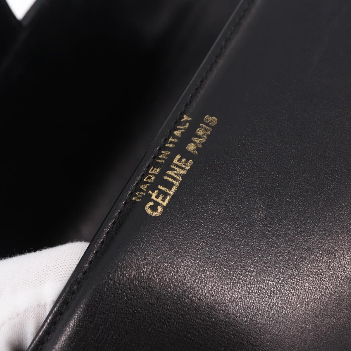 CELINE Horsebit Shoulder Bag Leather Black Gold Auth 197762A