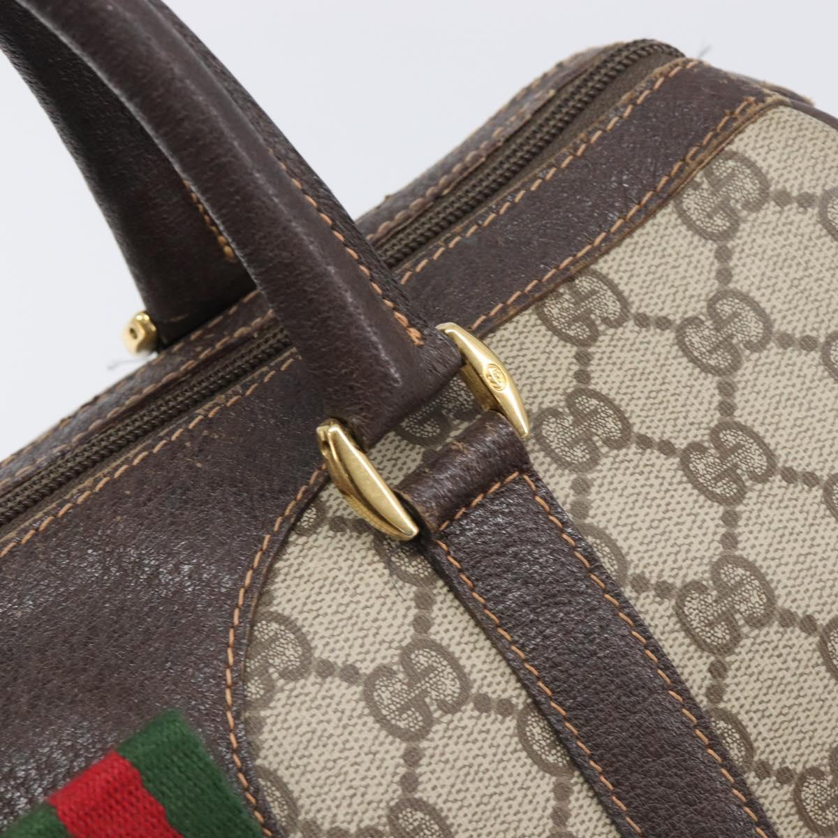 GUCCI GG Supreme Web Sherry Line Hand Bag PVC Beige Gold 40 02 007 Auth 197765