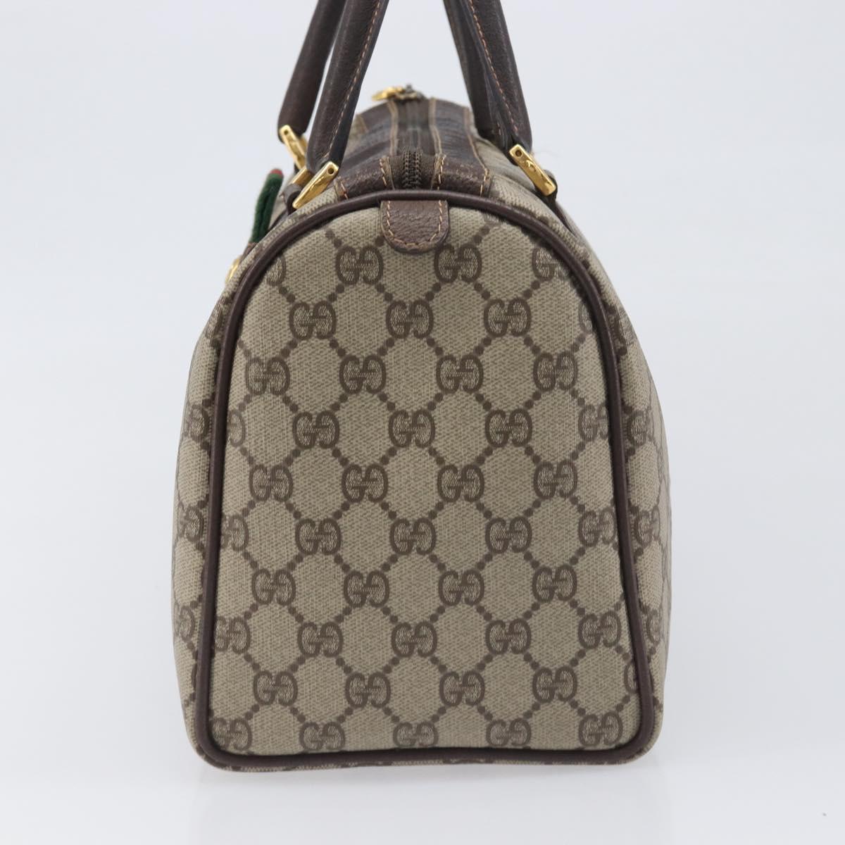 GUCCI GG Supreme Web Sherry Line Hand Bag PVC Beige Gold 40 02 007 Auth 197765