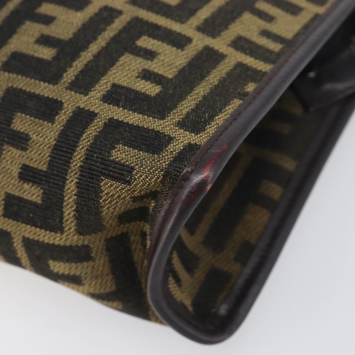 FENDI Zucca Canvas Clutch Bag Black Brown Auth 197770
