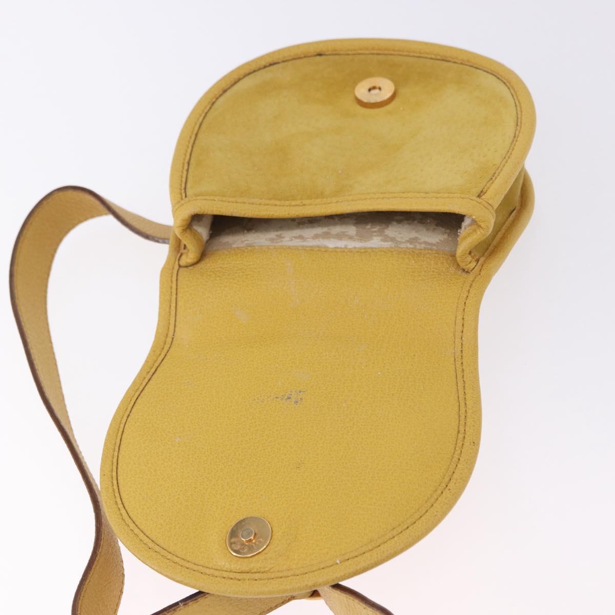 GUCCI Horsebit Waist bag Suede Yellow Gold Auth 197772