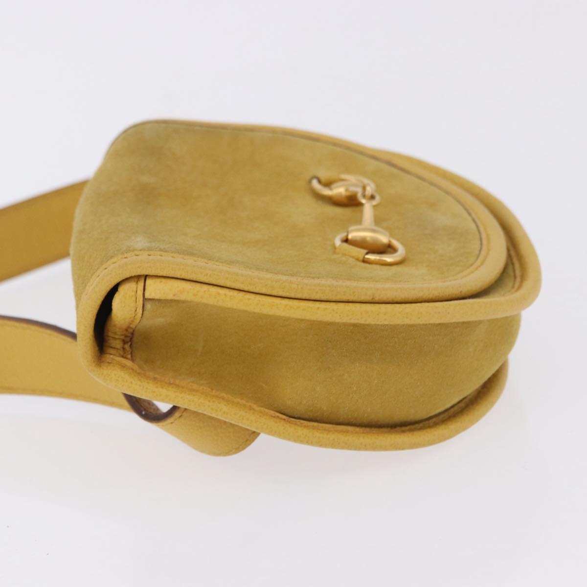 GUCCI Horsebit Waist bag Suede Yellow Gold Auth 197772