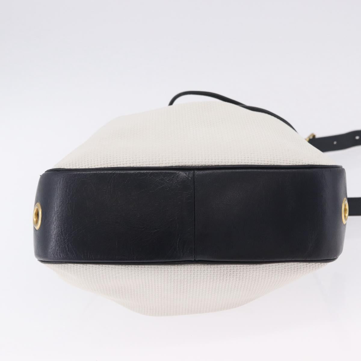 SAINT LAURENT Shoulder Bag PVC Canvas Navy White Auth 197773