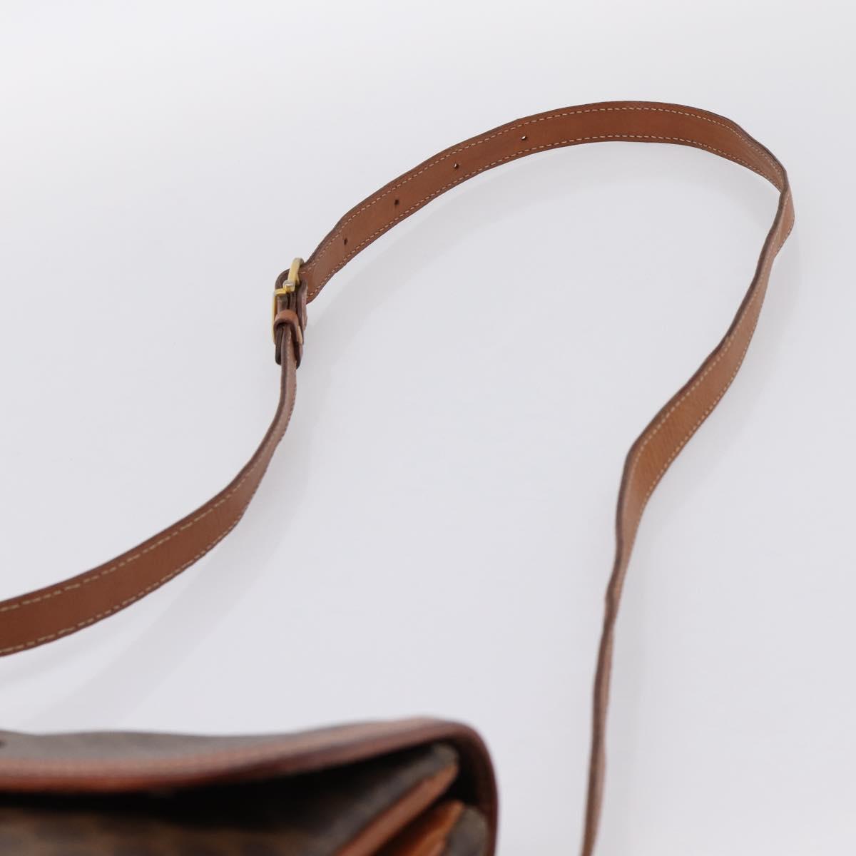 CELINE Macadam Shoulder Bag PVC Leather Brown Gold Auth 197775