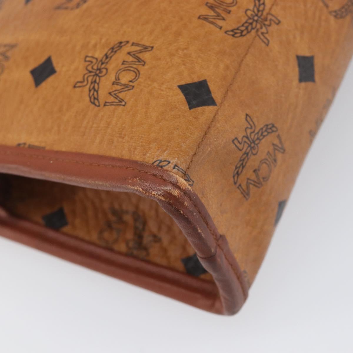 MCM Logogram Vicetos Clutch Bag PVC Leather Brown Gold Auth 197776
