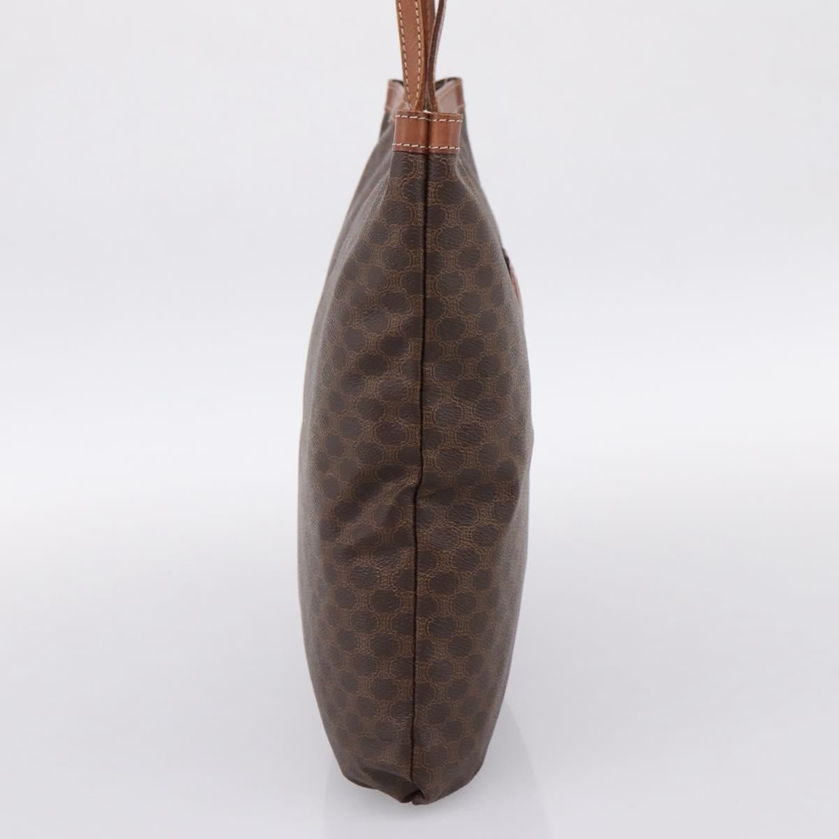 CELINE Macadam Canvas Tote Bag PVC Leather Brown Gold Auth 197781