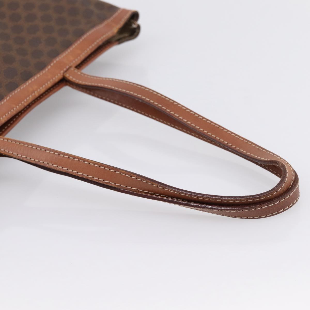 CELINE Macadam Canvas Tote Bag PVC Leather Brown Gold Auth 197781
