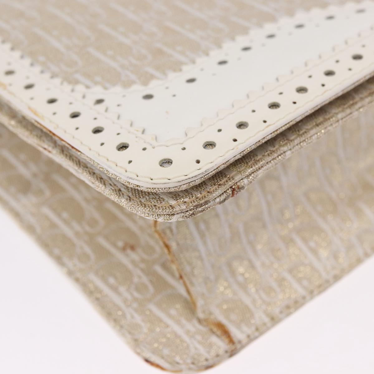 Christian Dior Trotter Canvas Hand Bag Gold Auth 197782SAM