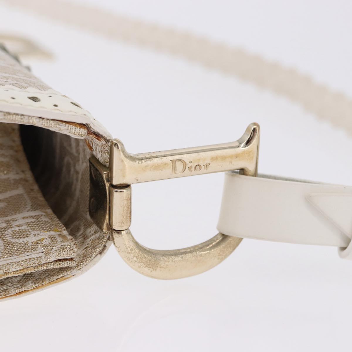 Christian Dior Trotter Canvas Hand Bag Gold Auth 197782SAM