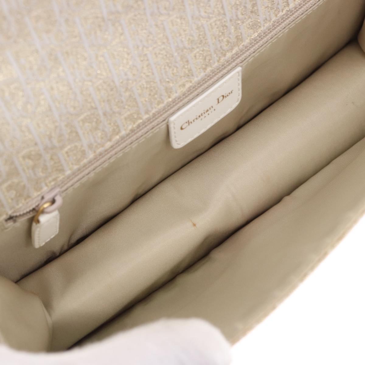 Christian Dior Trotter Canvas Hand Bag Gold Auth 197782SAM