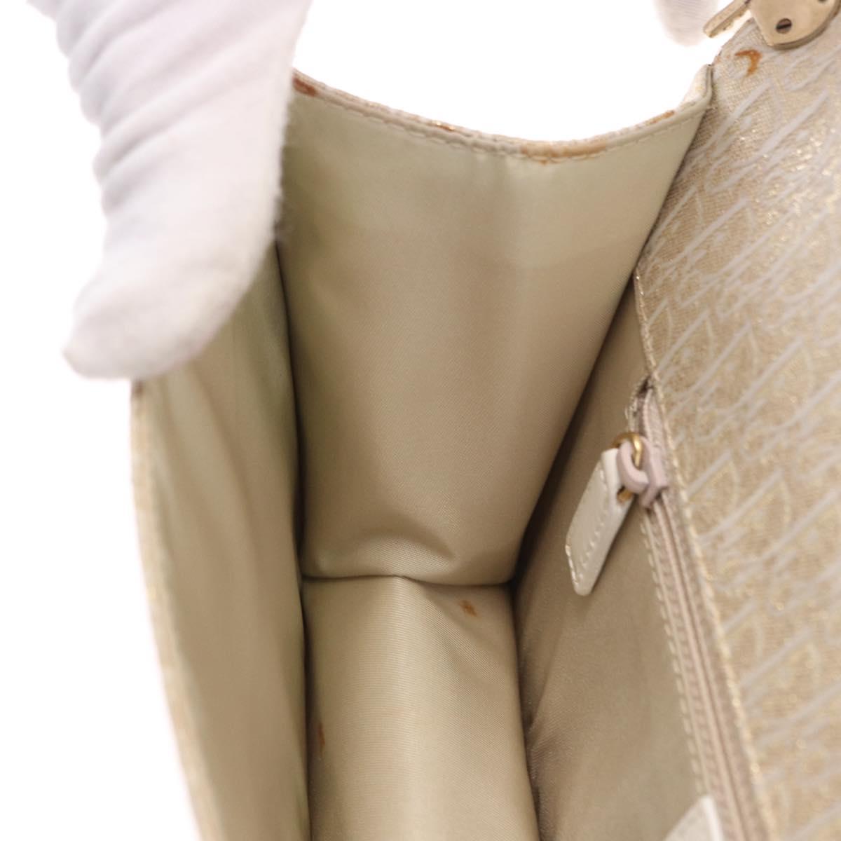 Christian Dior Trotter Canvas Hand Bag Gold Auth 197782SAM