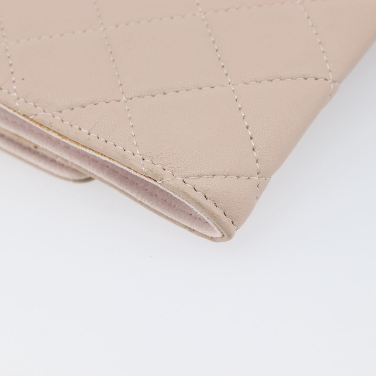 CHANEL Matelasse 2.55 Accessory Pouch Lamb Skin Pink Gold CC Auth 197784V
