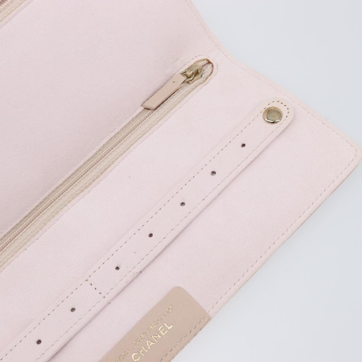 CHANEL Matelasse 2.55 Accessory Pouch Lamb Skin Pink Gold CC Auth 197784V