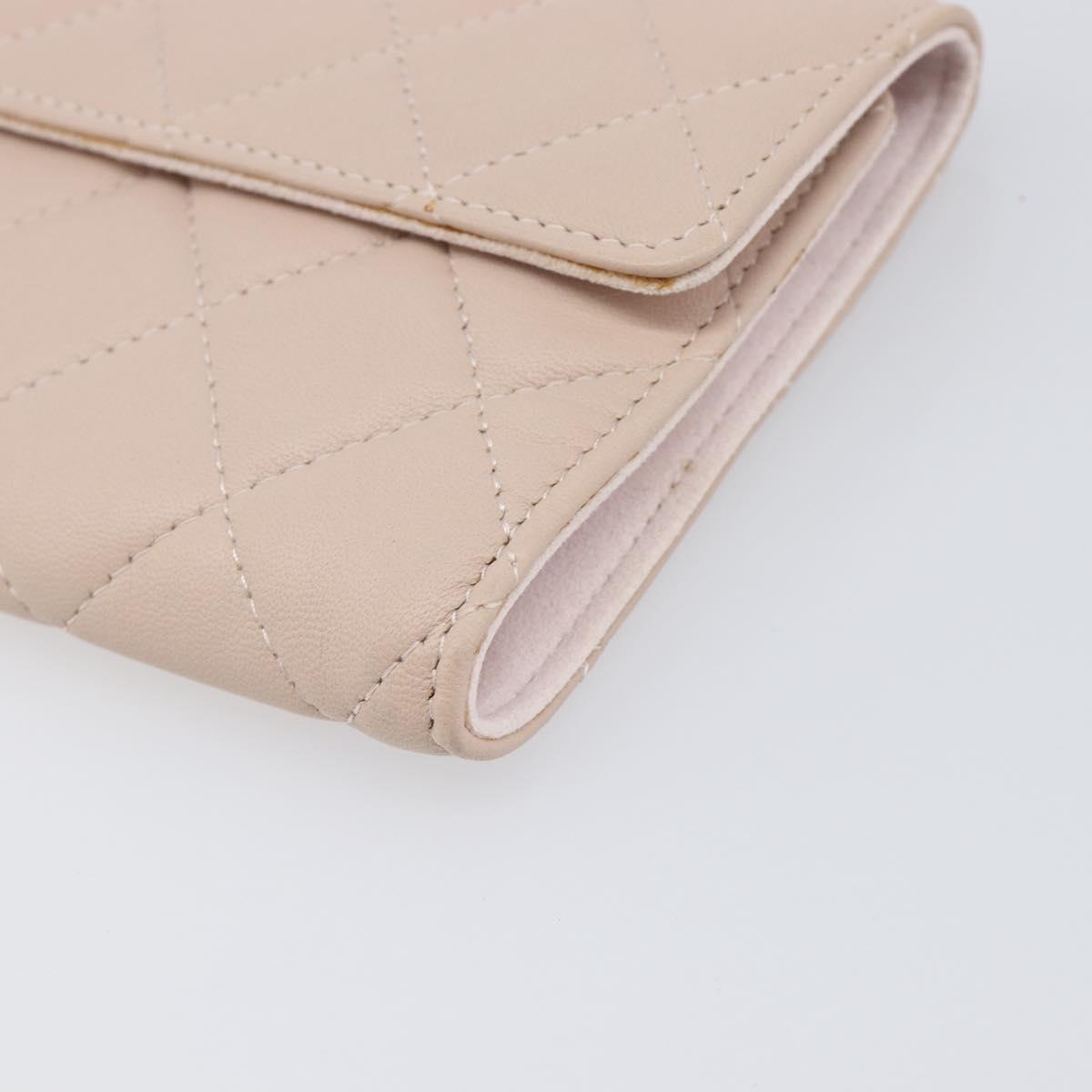 CHANEL Matelasse 2.55 Accessory Pouch Lamb Skin Pink Gold CC Auth 197784V