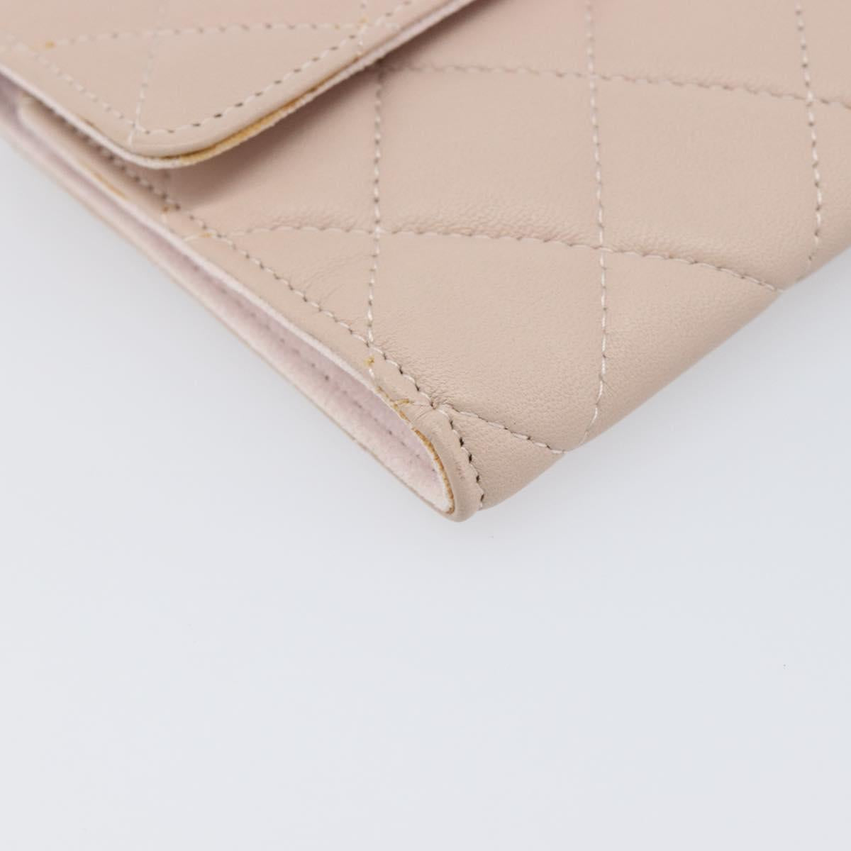 CHANEL Matelasse 2.55 Accessory Pouch Lamb Skin Pink Gold CC Auth 197784V