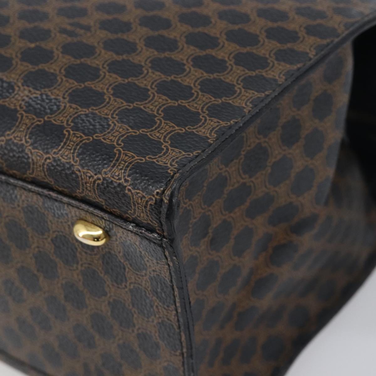 CELINE Macadam Canvas Hand Bag PVC Leather Black Gold Auth 197786A