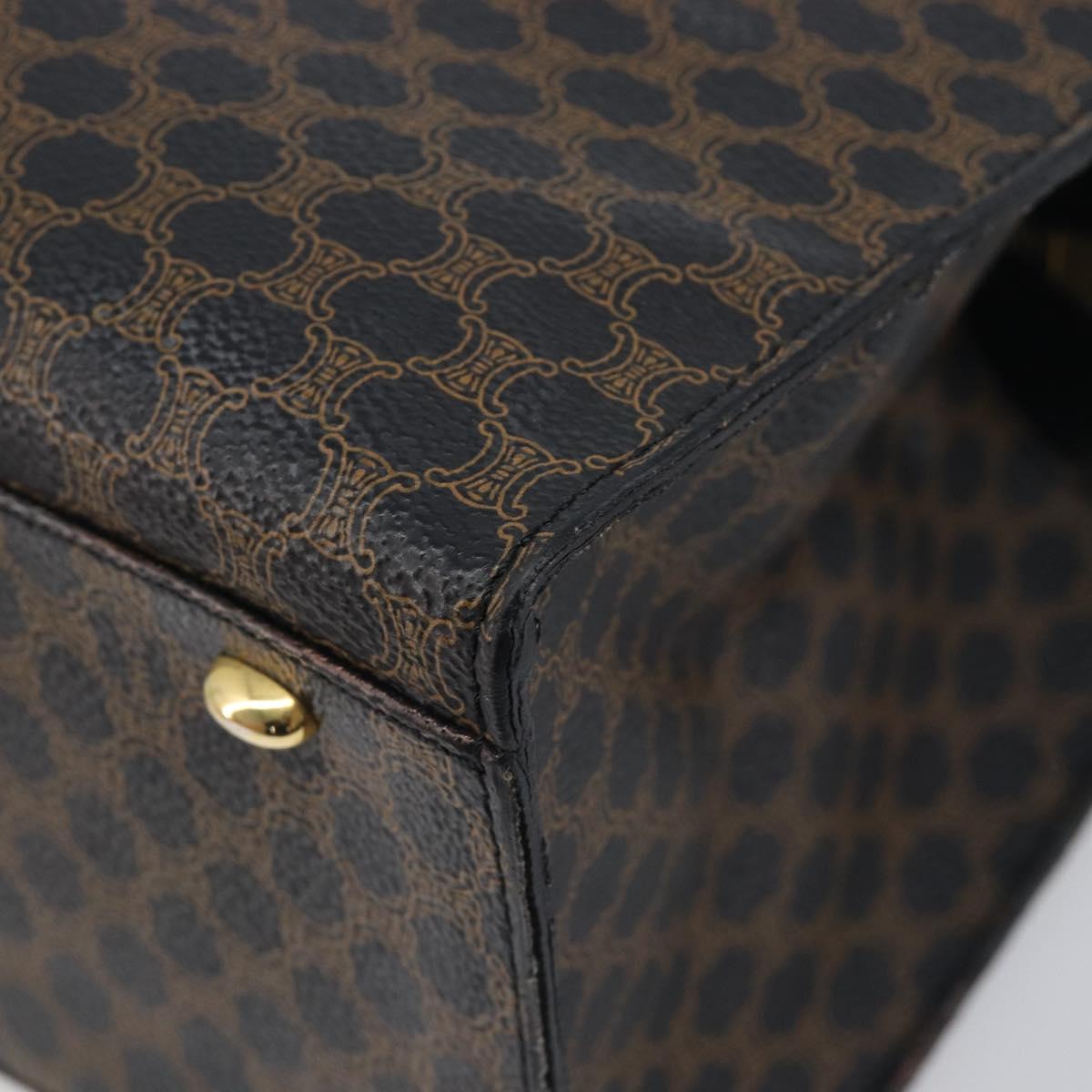 CELINE Macadam Canvas Hand Bag PVC Leather Black Gold Auth 197786A