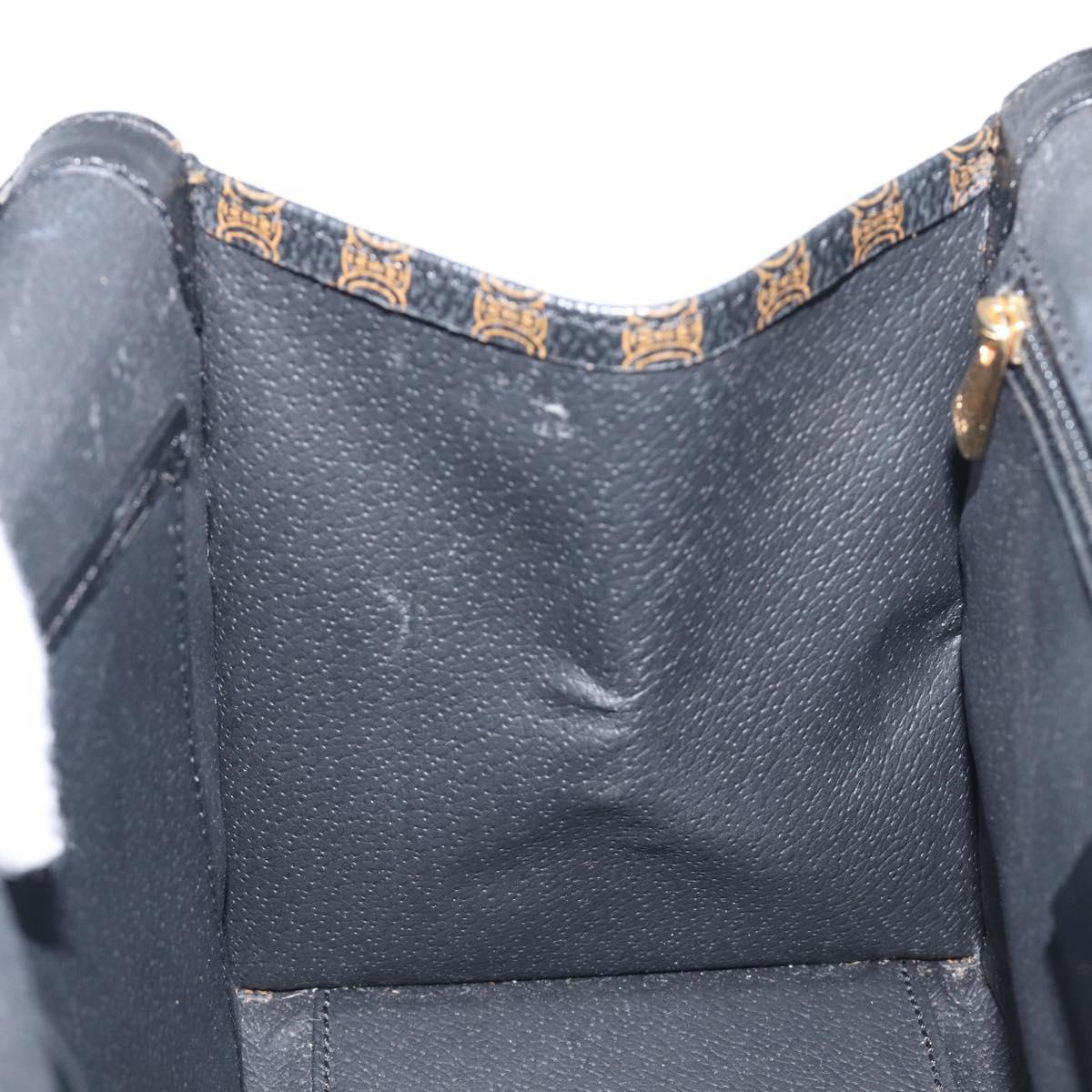 CELINE Macadam Canvas Hand Bag PVC Leather Black Gold Auth 197786A