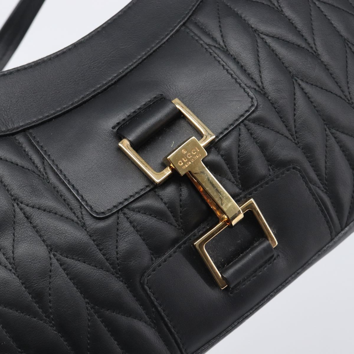 GUCCI Jackie Shoulder Bag Leather Black Gold 001 4128 Auth 197798V