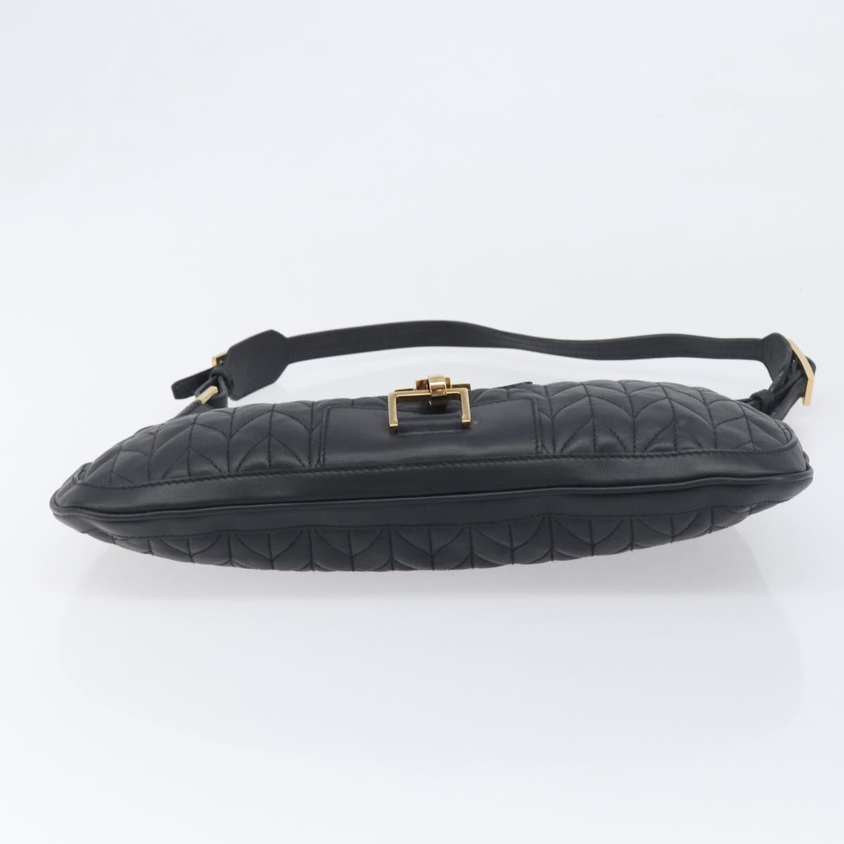 GUCCI Jackie Shoulder Bag Leather Black Gold 001 4128 Auth 197798V