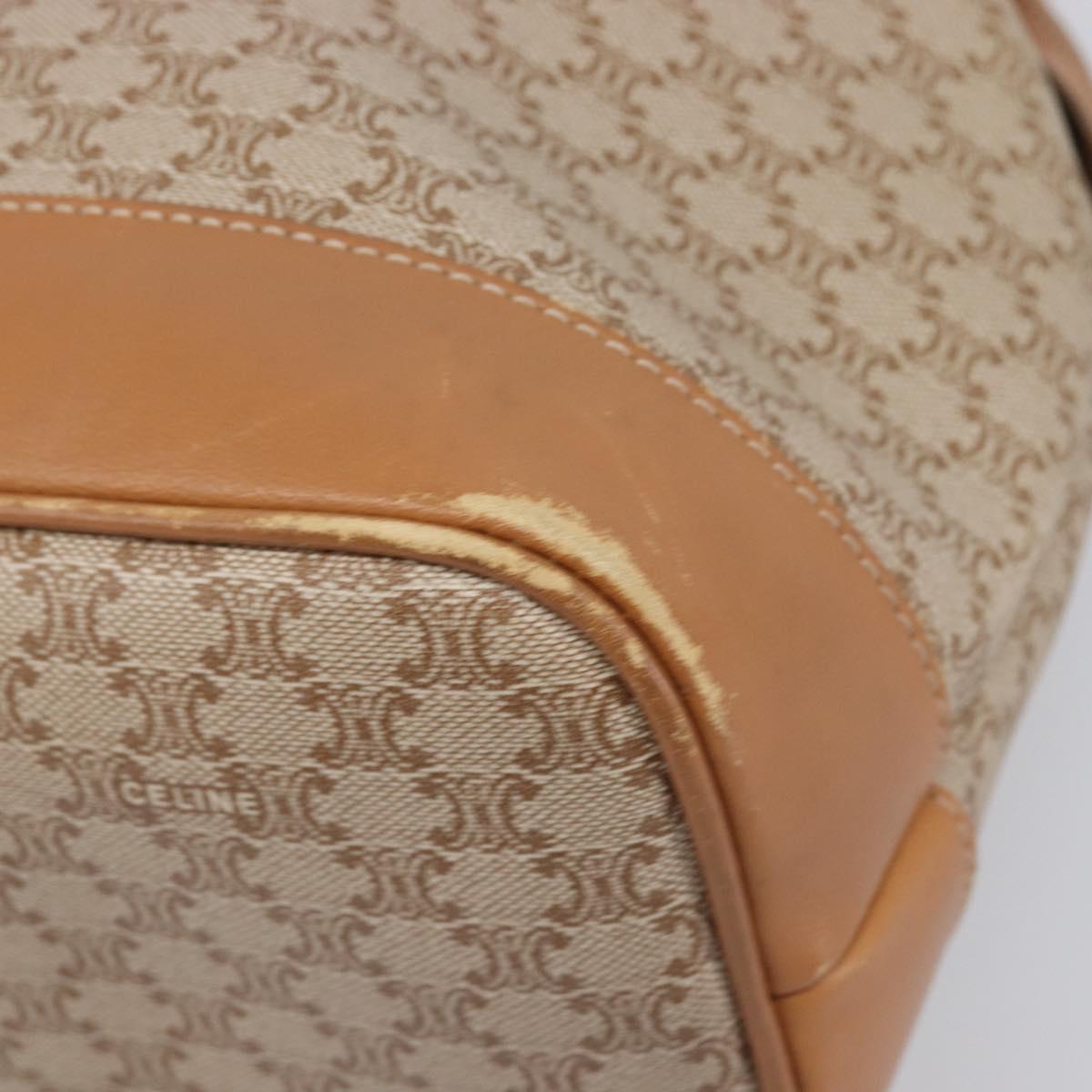 CELINE Macadam Canvas Shoulder Bag PVC Beige Gold Auth 197804