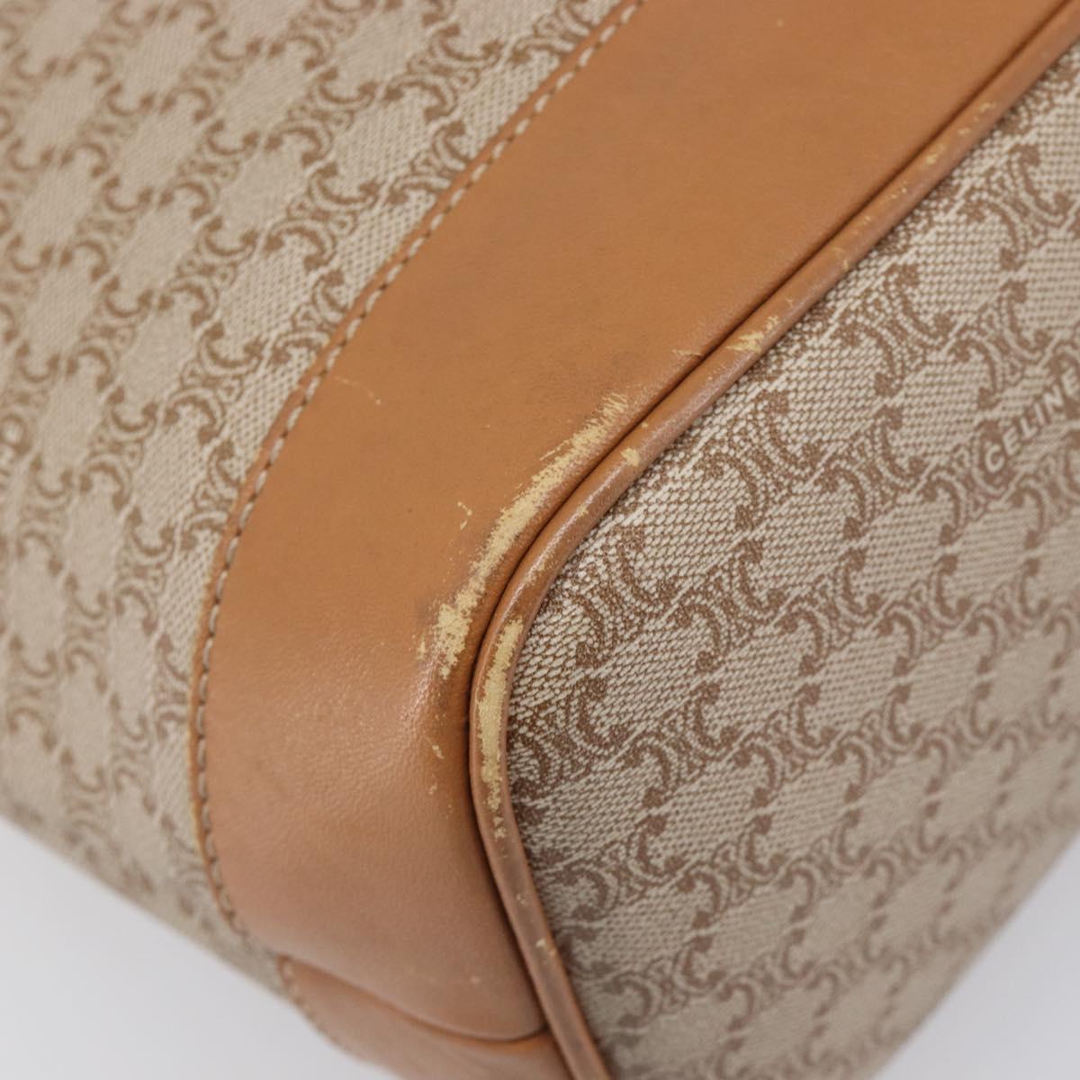 CELINE Macadam Canvas Shoulder Bag PVC Beige Gold Auth 197804