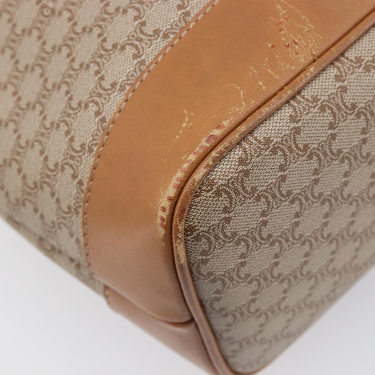 CELINE Macadam Canvas Shoulder Bag PVC Beige Gold Auth 197804