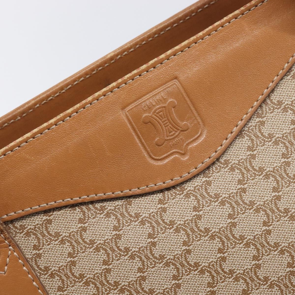 CELINE Macadam Canvas Shoulder Bag PVC Beige Gold Auth 197804