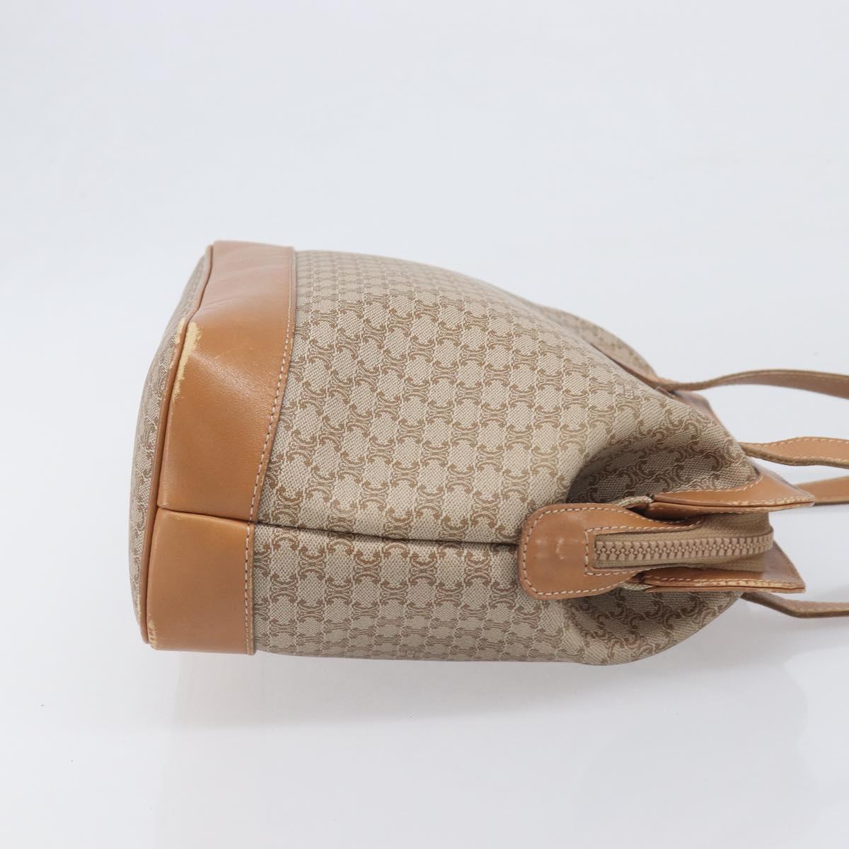 CELINE Macadam Canvas Shoulder Bag PVC Beige Gold Auth 197804