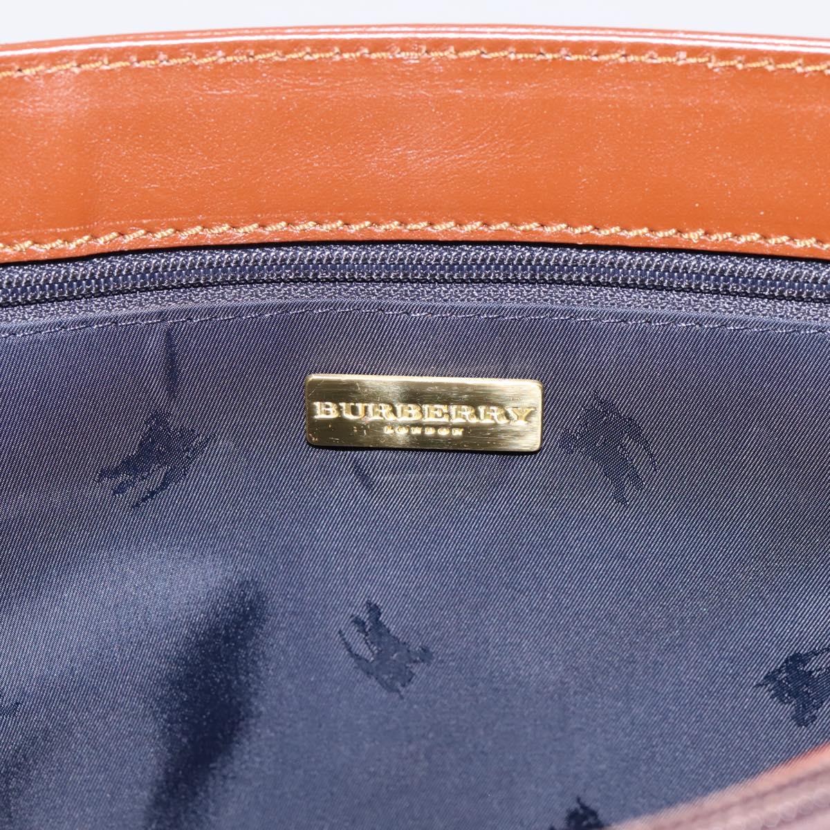 BURBERRY Nova Check Shoulder Bag PVC Beige Gold Auth 197805A